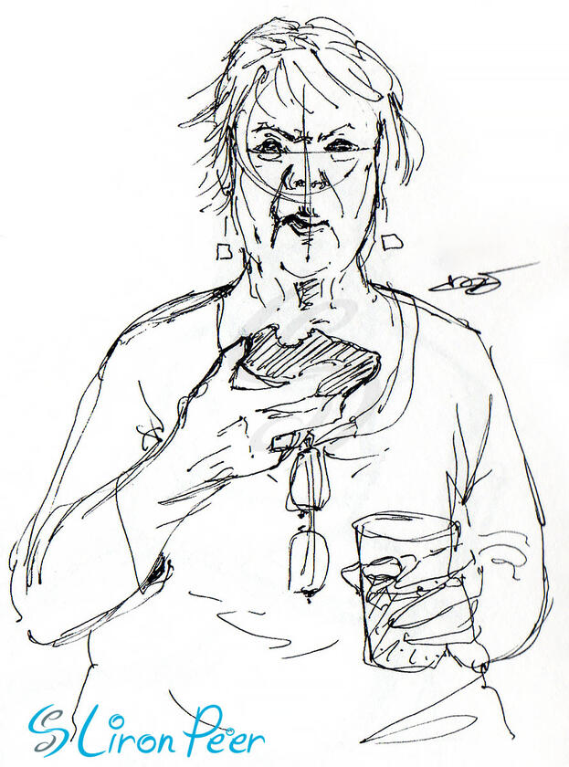 Old Lady Eating Sketch Old Lady Eating Sketch