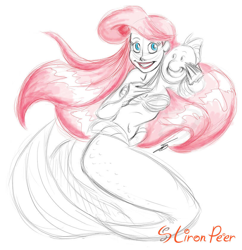 Disney's Ariel and Flounder Fanart Disney's Ariel and Flounder Fanart